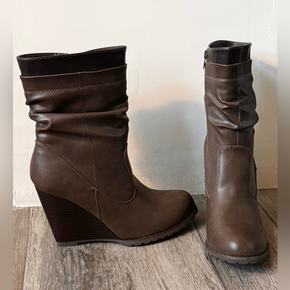 Brown Wedge Ankle Boots